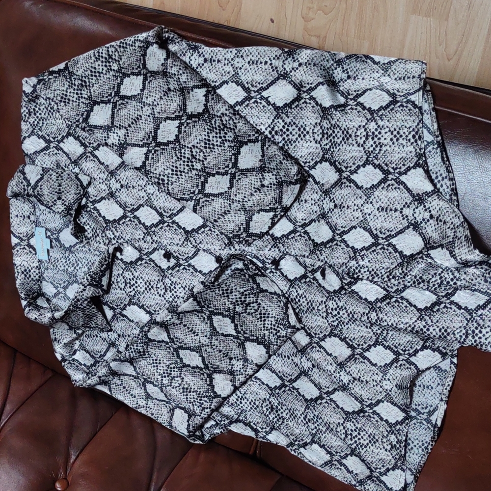 Veronica M Button Collar Python Shirt - image 1